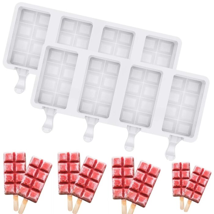 4 Cavity Popcicle Moulds, Chocolate Square Cake Pop Mould for DIY Popsicle ( Pack of 1 )
