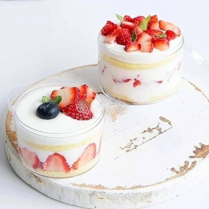 5 Pieces ROUND Tub Cake Box Clear Acrylic Plastic ROUND Containers with Lids - Image 3