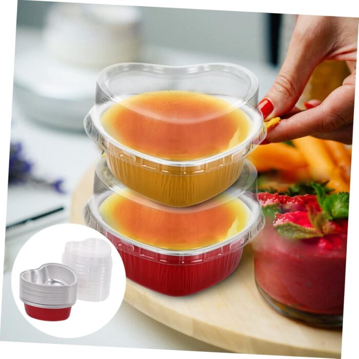 Heart Shaped Aluminum Foil Baking Cups with Lid - Image 3
