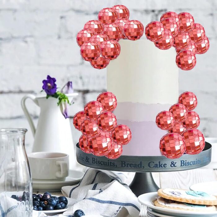 Faux Balls Topper For Cake and Cupcake Decoration - 20 pcs Pack (DISCO RED) (Copy) - Image 2